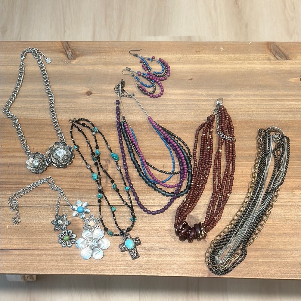Silver, Turquoise, wood and metal Necklace Sets